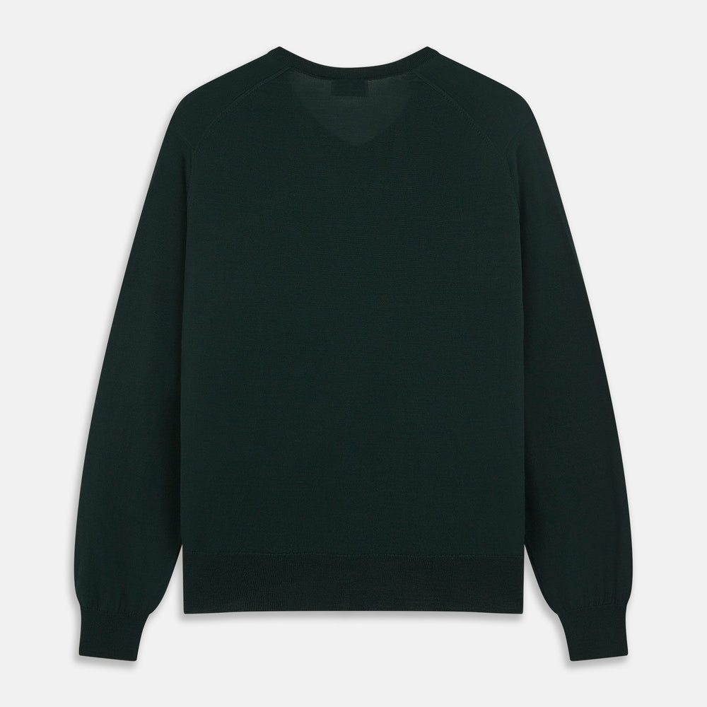 Forest Green Fine Merino V-Neck Jumper