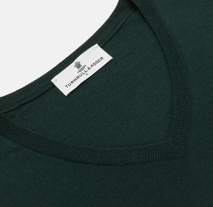 Forest Green Fine Merino V-Neck Jumper Image 1