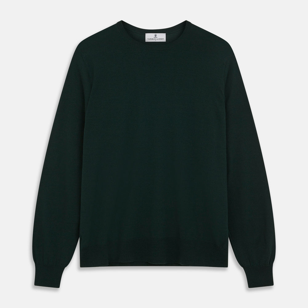 Forest Green Crew Neck Merino Jumper