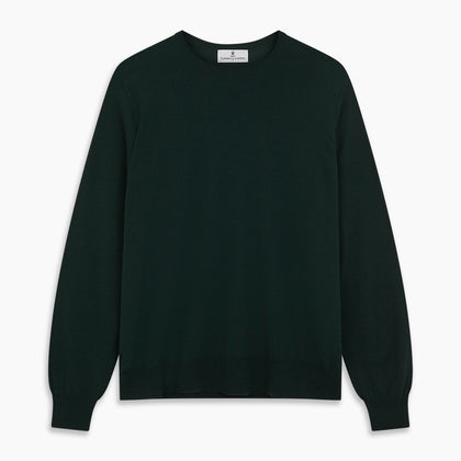Forest Green Crew Neck Merino Jumper Image 3