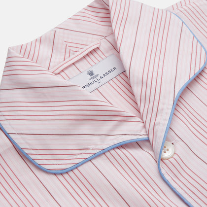 Pink And White Stripe Twill Cotton Pyjama Set