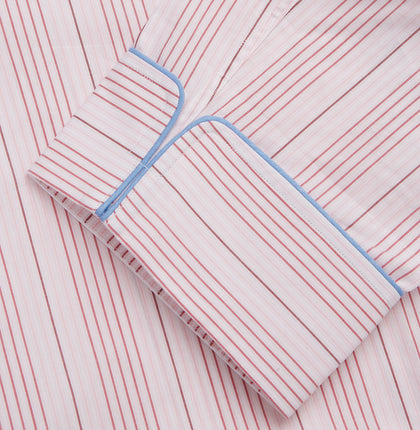 Pink And White Stripe Twill Cotton Pyjama Set Image 2