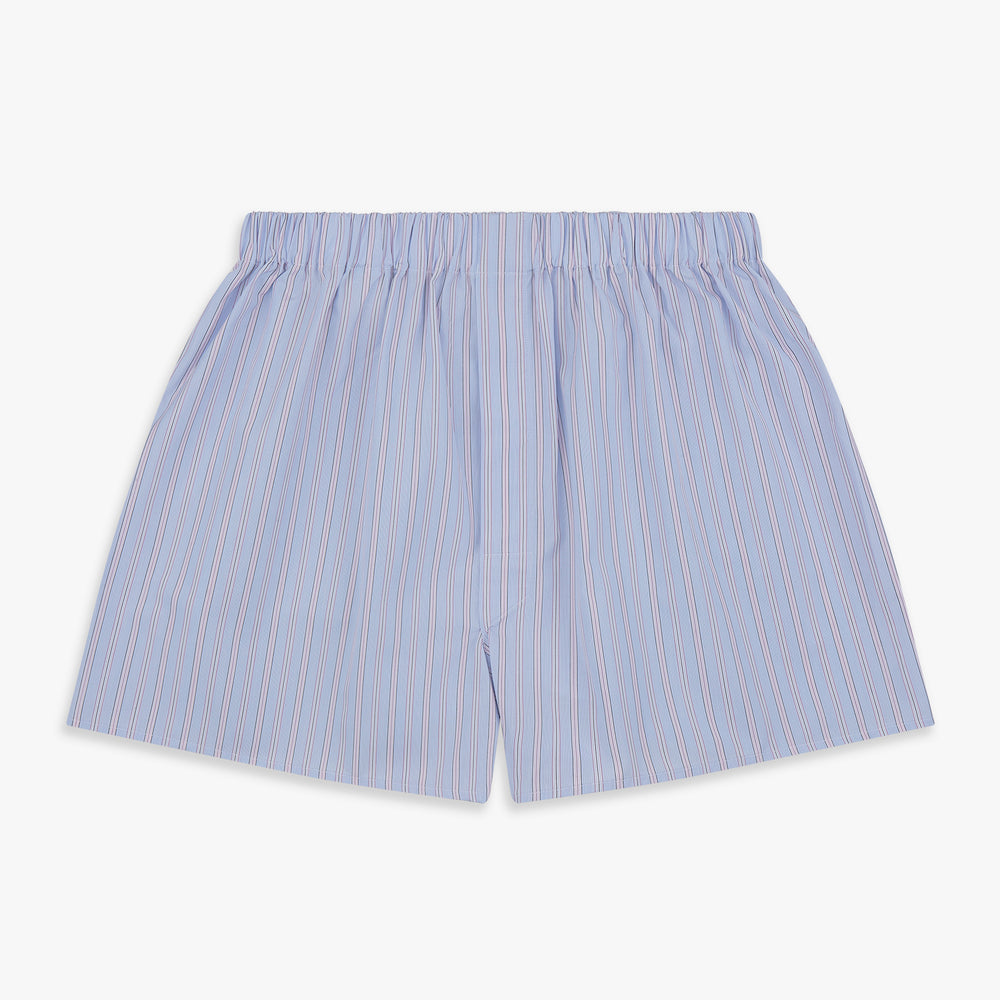 Blue and Pink Stripe Poplin Cotton Boxer Shorts