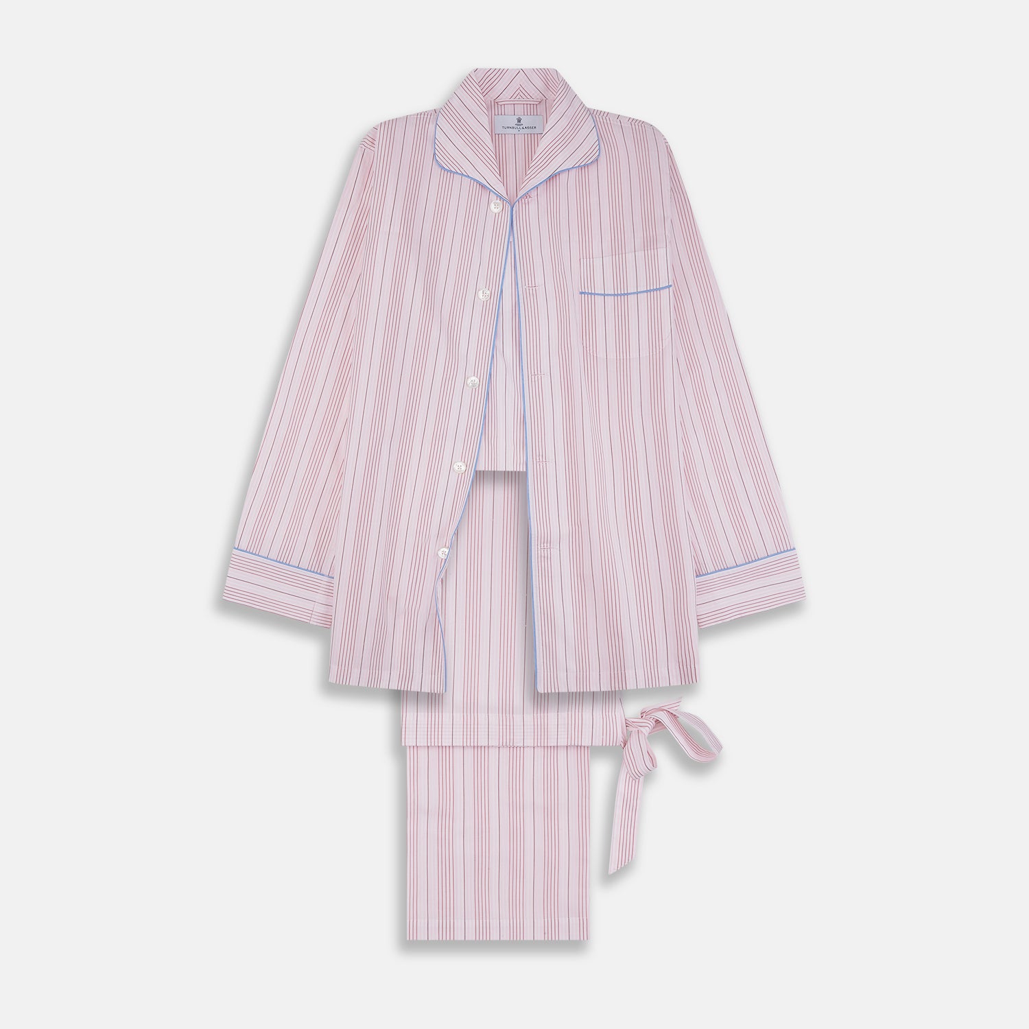 View 1 of product Pink And White Stripe Twill Cotton Pyjama Set