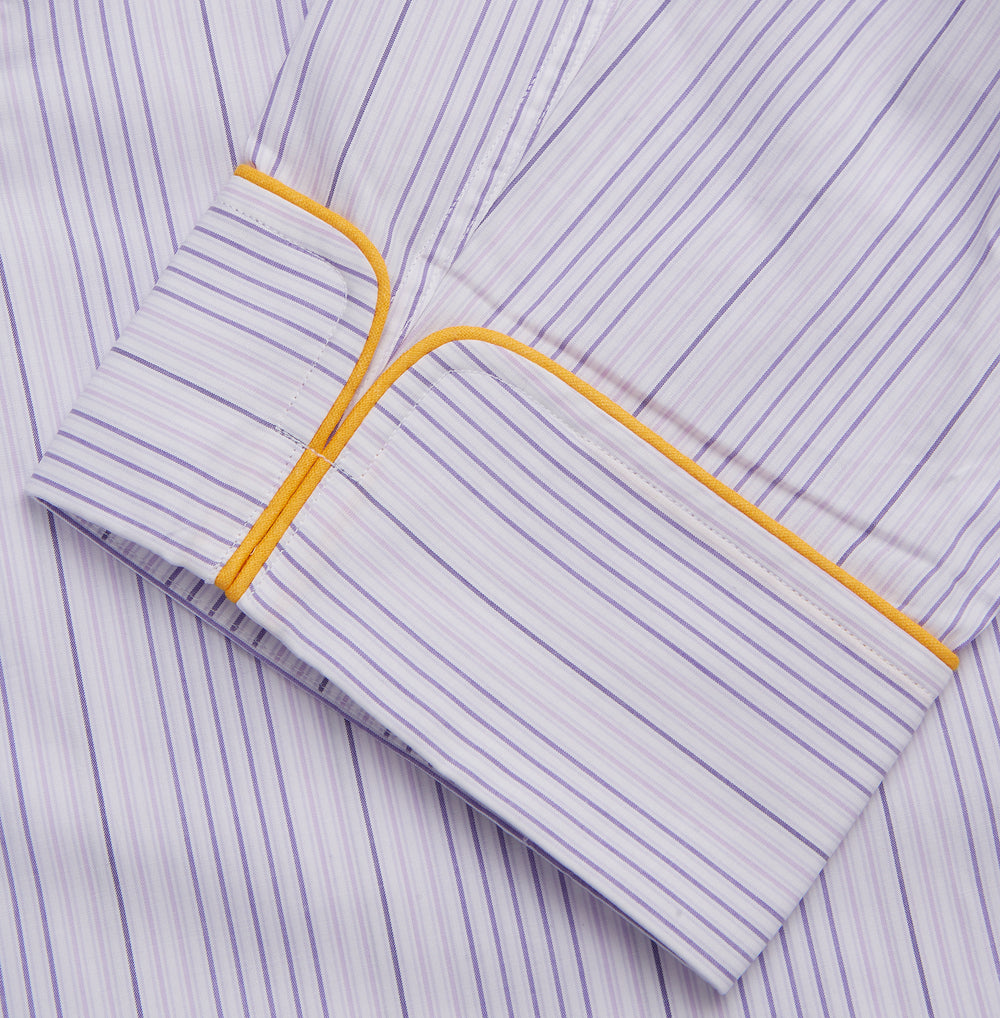 Purple and White Stripe Twill Cotton Pyjama Set