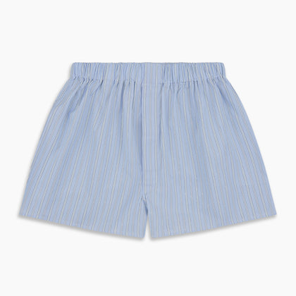 Blue and Green Stripe Poplin Cotton Boxer Shorts Image 2