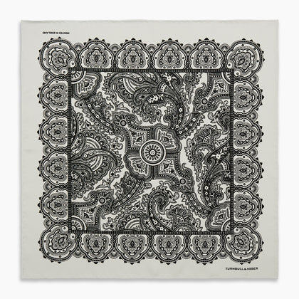 White Persian Paisley Pocket Square Image 3