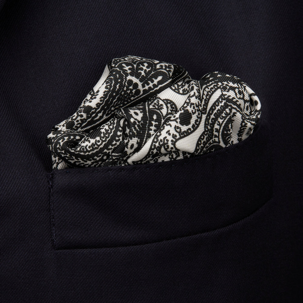 White Persian Paisley Pocket Square