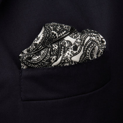 White Persian Paisley Pocket Square Image 2