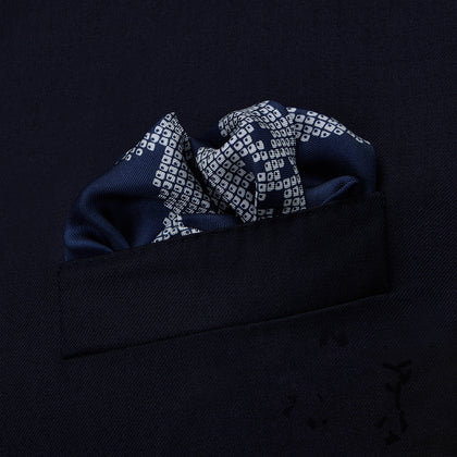 Blue Snowscape Motif Silk Pocket Square Image 2