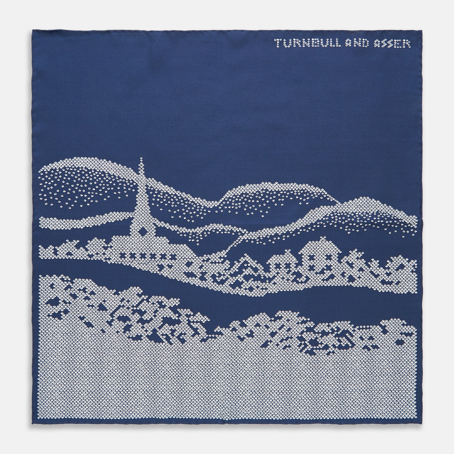 View 1 of product Blue Snowscape Motif Silk Pocket Square