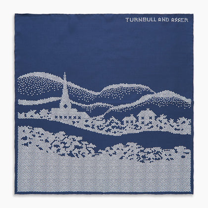 Blue Snowscape Motif Silk Pocket Square Image 3