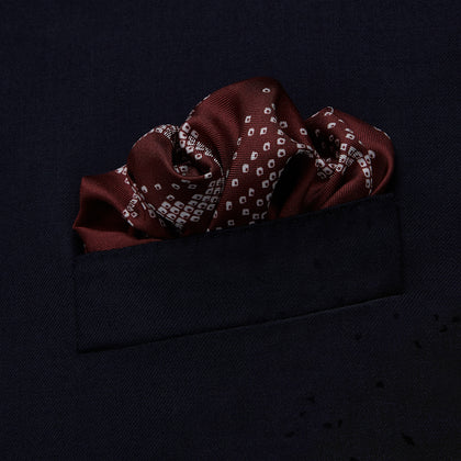 Burgundy Snowscape Motif Silk Pocket Square Image 2