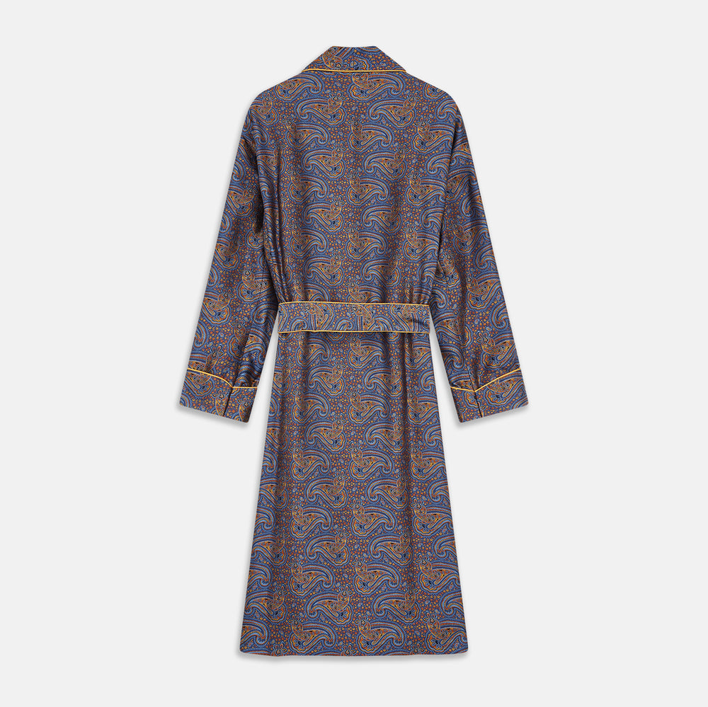 Blue Multi Paisley Silk Jacquard Gown
