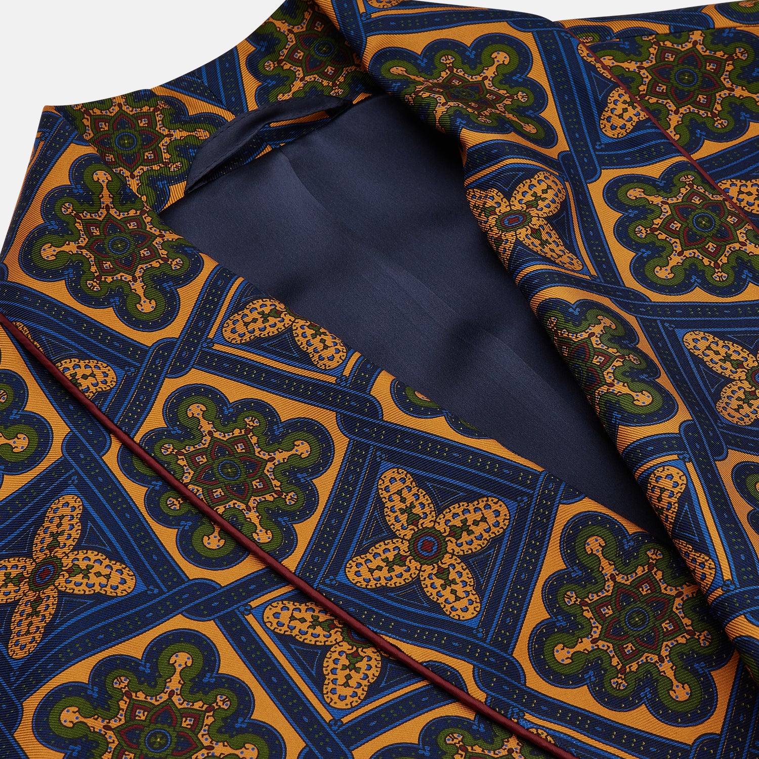 Orange Multi Floral Silk Jacquard Gown | Turnbull & Asser