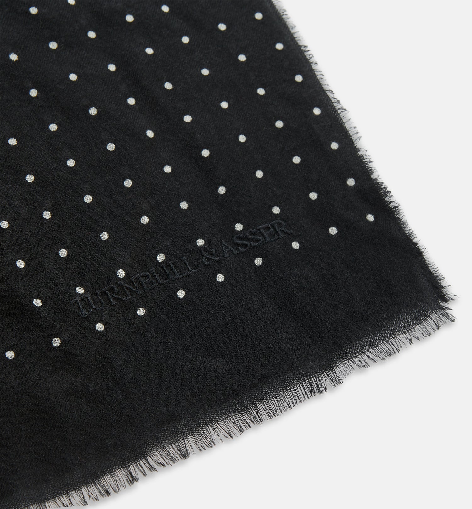 View 2 of product Black & White Spot Superfine Cashmere Scarf