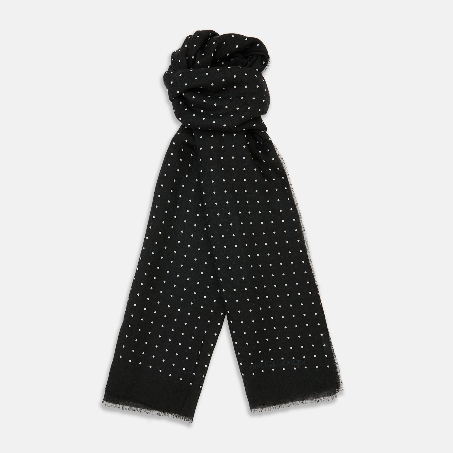 View 1 of product Black & White Spot Superfine Cashmere Scarf