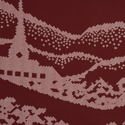 Burgundy Snowscape Motif Silk Extra Large Scarf Image 1