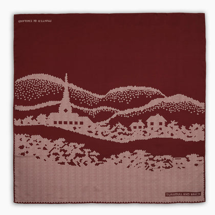 Burgundy Snowscape Motif Silk Extra Large Scarf Image 2
