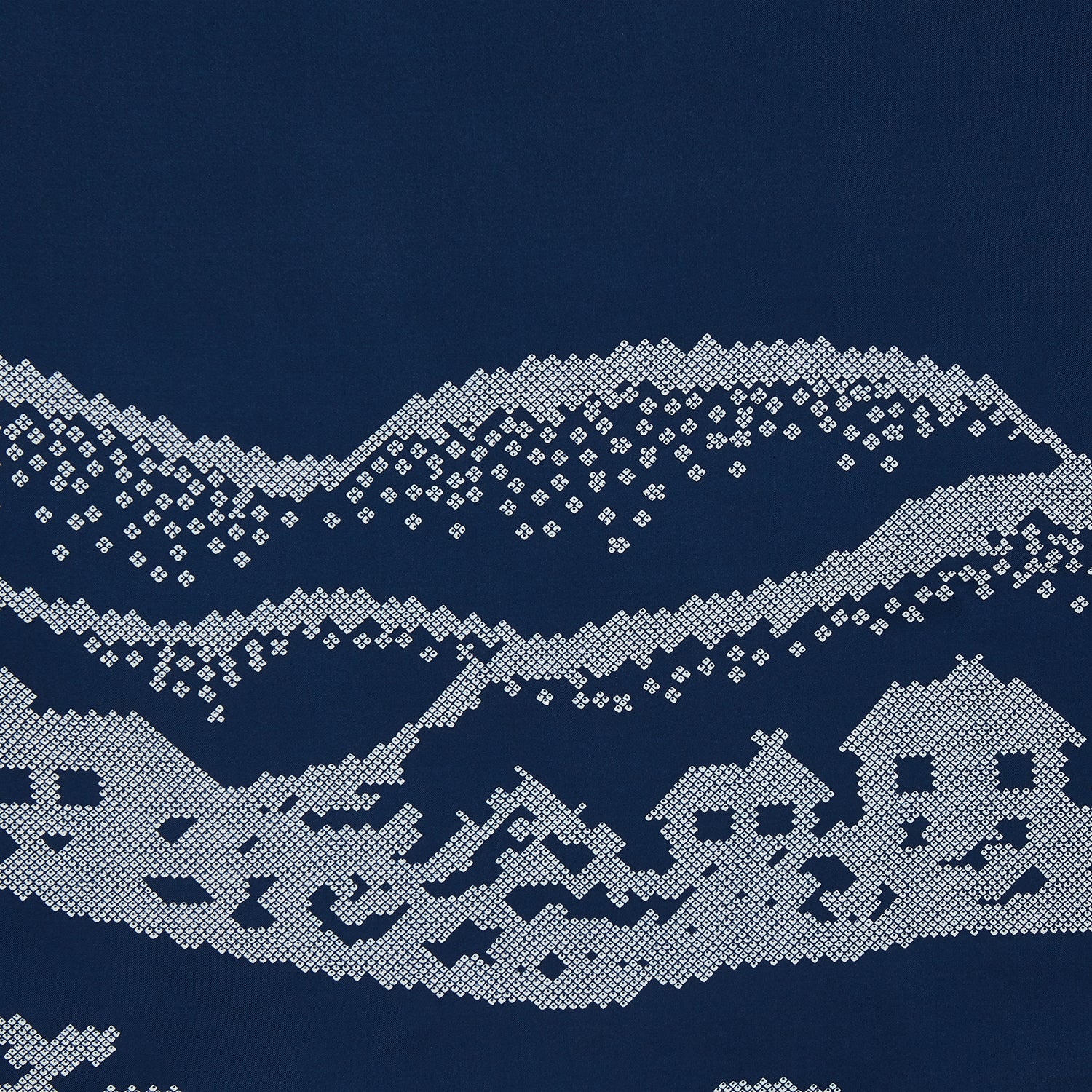 View 2 of product Blue Snowscape Motif Silk Extra Large Scarf