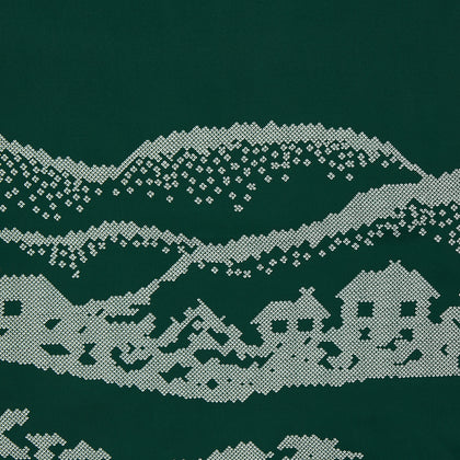 Green Snowscape Motif Silk Extra Large Scarf Image 1