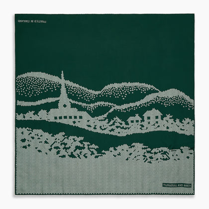 Green Snowscape Motif Silk Extra Large Scarf Image 2