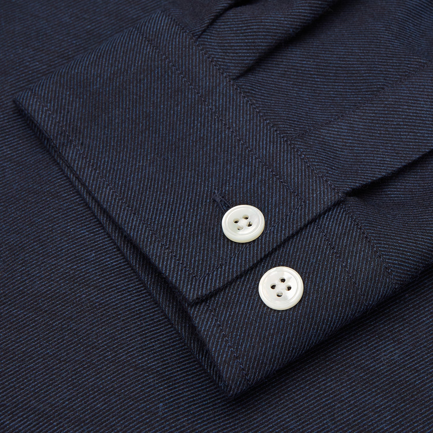 View 3 of product Holiday Fit Navy Cotton and Cashmere Blend Shirt with 1-Button Cuffs