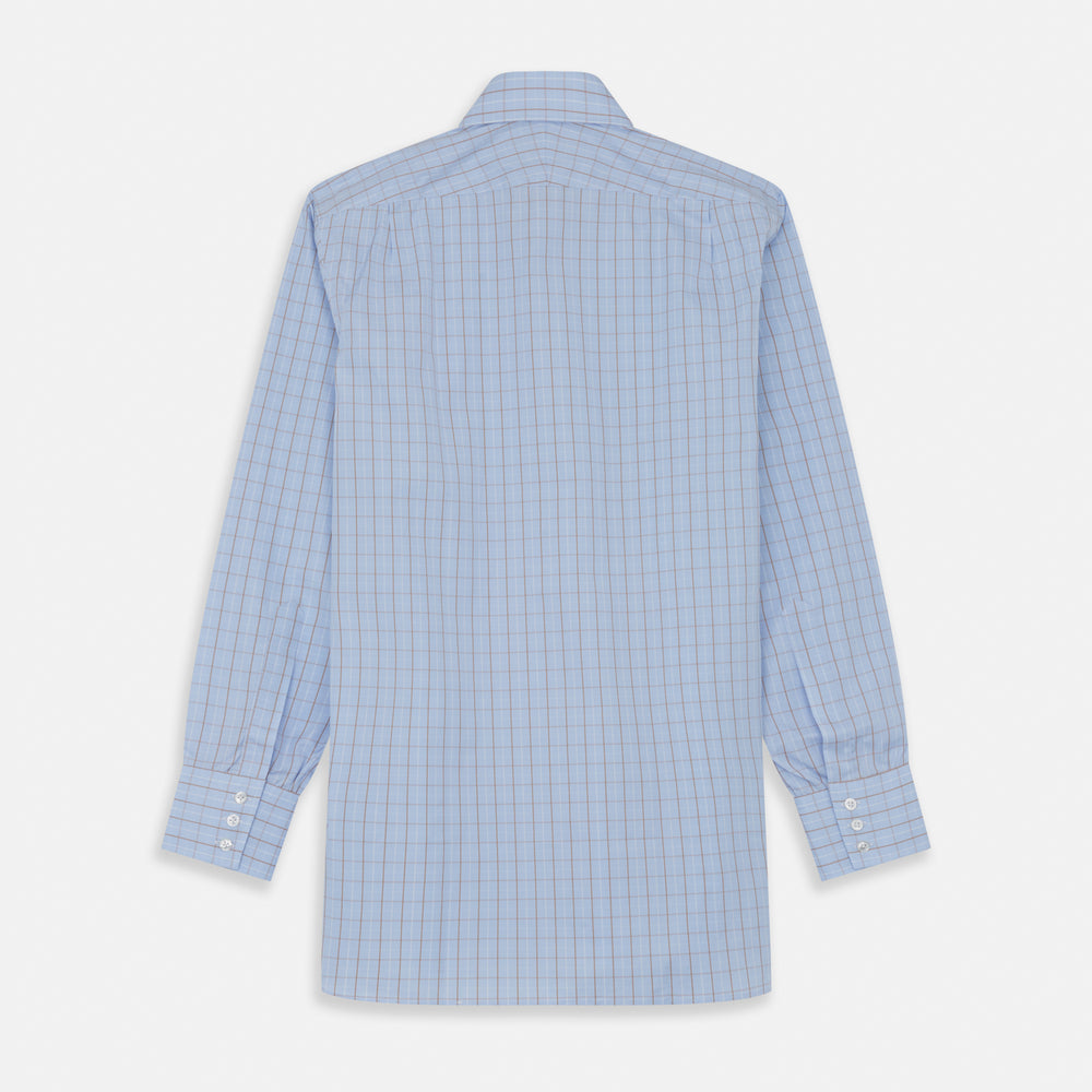 Beige Graph Check Regular Fit Shirt with T&A Collar and 3-Button Cuffs