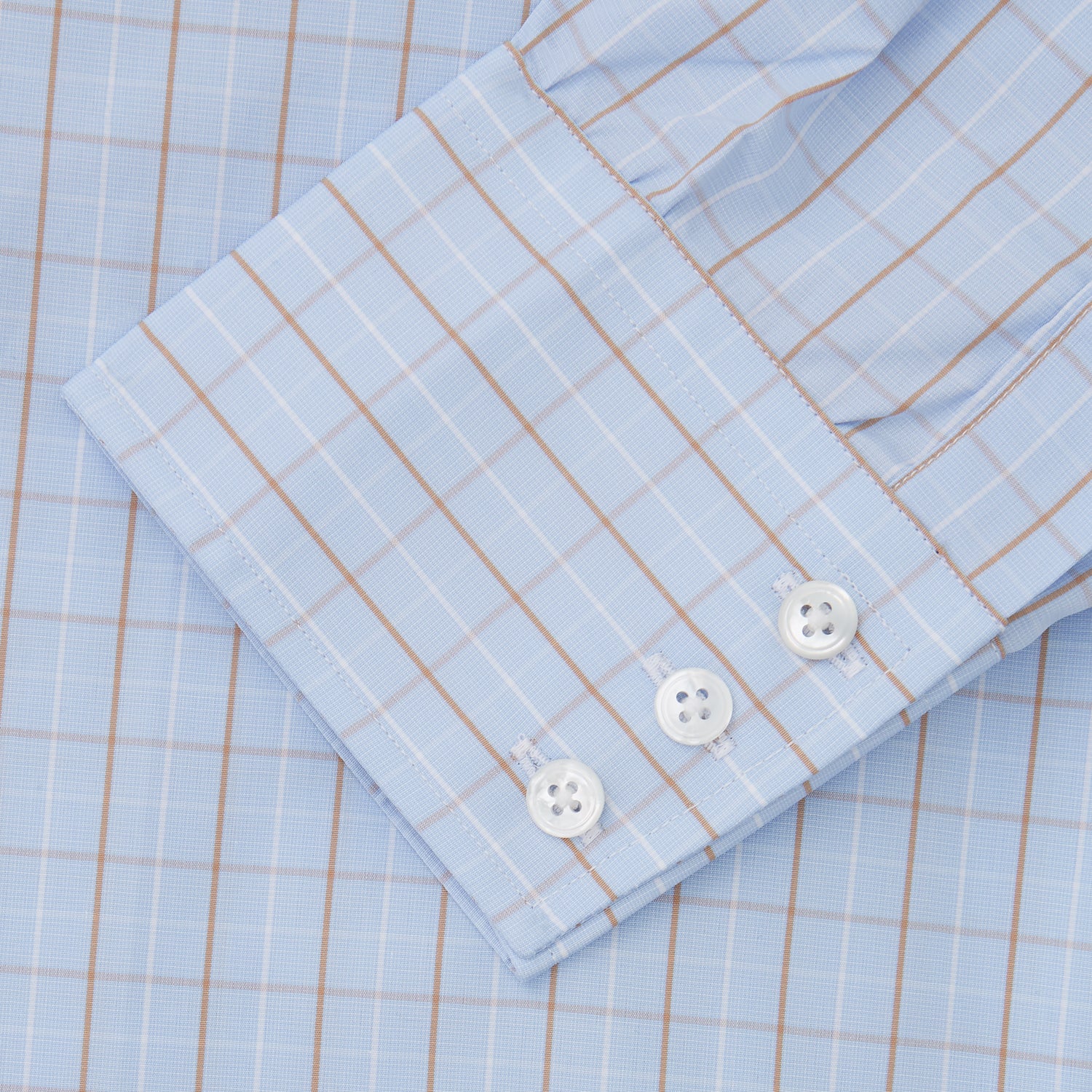 View 3 of product Beige Graph Check Regular Fit Shirt with T&A Collar and 3-Button Cuffs