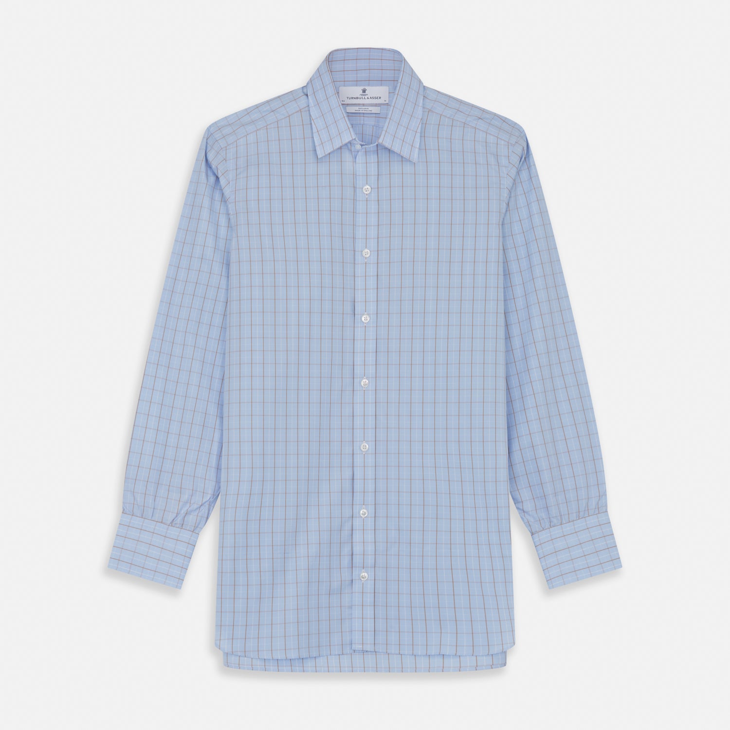 View 1 of product Beige Graph Check Regular Fit Shirt with T&A Collar and 3-Button Cuffs