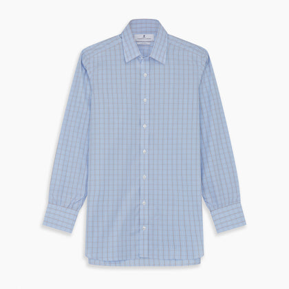 Beige Graph Check Regular Fit Shirt with T&A Collar and 3-Button Cuffs Image 5