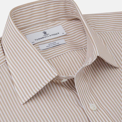 Sand Bengal Stripe Regular Fit Shirt with T&A Collar and 3-Button Cuffs Image 1