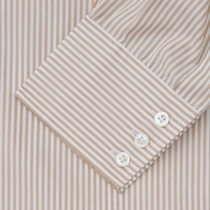 Sand Bengal Stripe Regular Fit Shirt with T&A Collar and 3-Button Cuffs Image 2