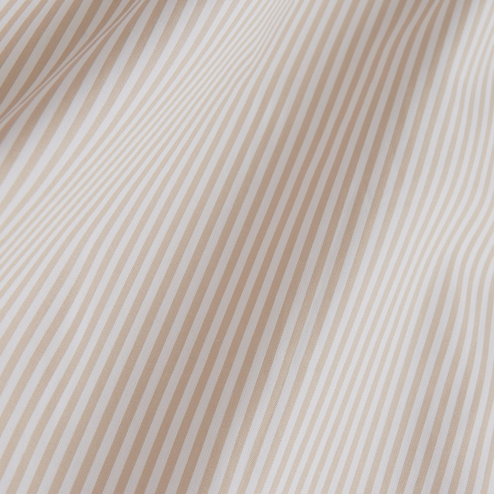 Sand Bengal Stripe Regular Fit Shirt with T&A Collar and 3-Button Cuffs