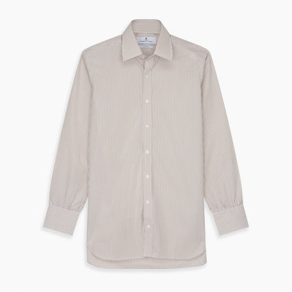 Sand Bengal Stripe Regular Fit Shirt with T&A Collar and 3-Button Cuffs Image 5