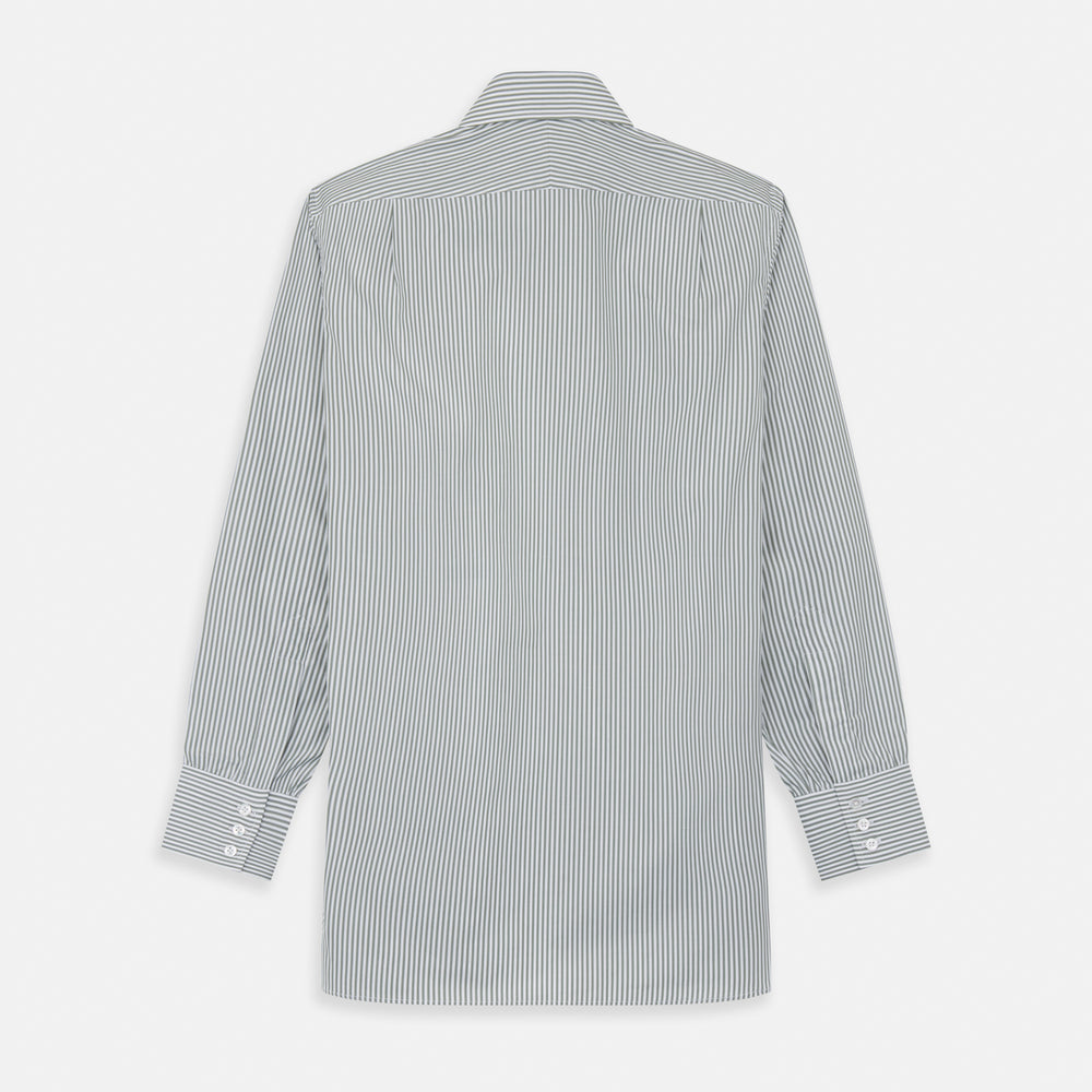 Green Bengal Stripe Regular Fit Shirt with T&A Collar and 3-Button Cuffs