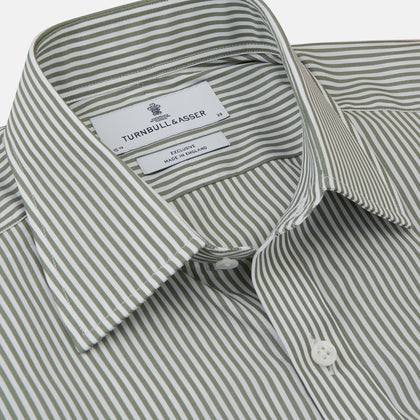 Green Bengal Stripe Regular Fit Shirt with T&A Collar and 3-Button Cuffs Image 1