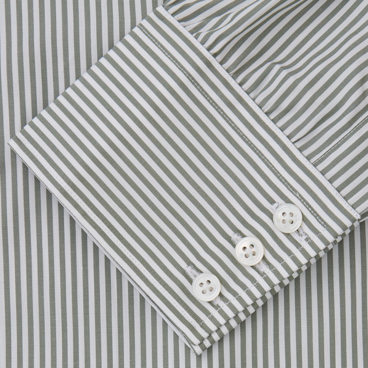 View 3 of product Green Bengal Stripe Regular Fit Shirt with T&A Collar and 3-Button Cuffs