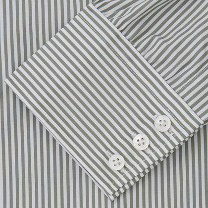 Green Bengal Stripe Regular Fit Shirt with T&A Collar and 3-Button Cuffs Image 2