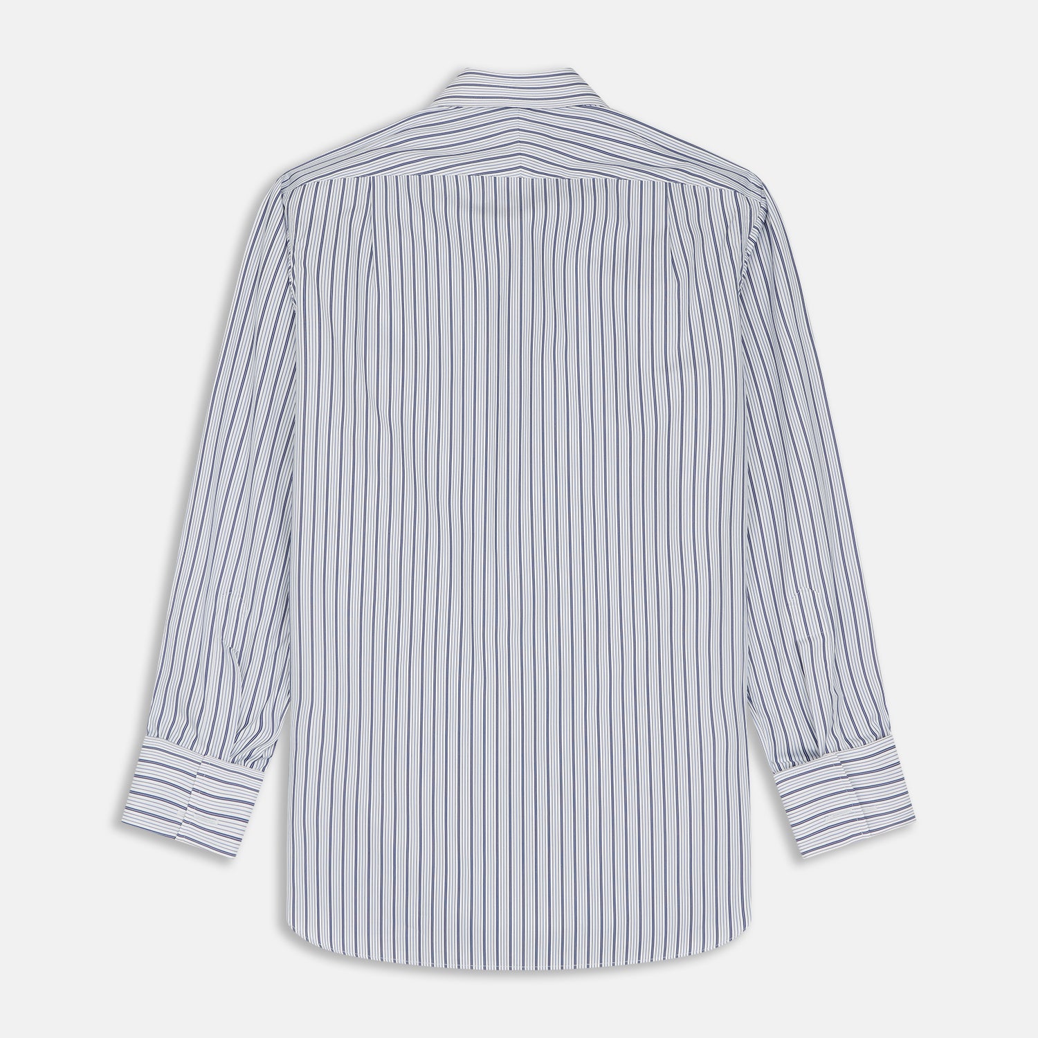 View 6 of product Navy Stripe Regular Fit Shirt With T&A Collar and Square Double Cuffs