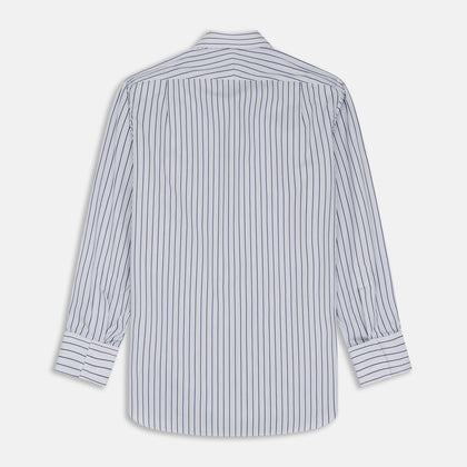 Navy Stripe Regular Fit Shirt With T&A Collar and Square Double Cuffs Image 5
