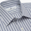 View 4 of product Navy Stripe Regular Fit Shirt With T&A Collar and Square Double Cuffs