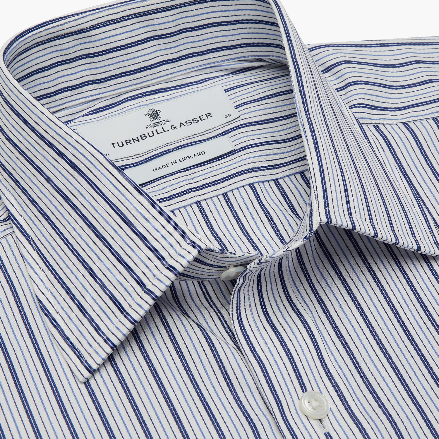 View 4 of product Navy Stripe Regular Fit Shirt With T&A Collar and Square Double Cuffs