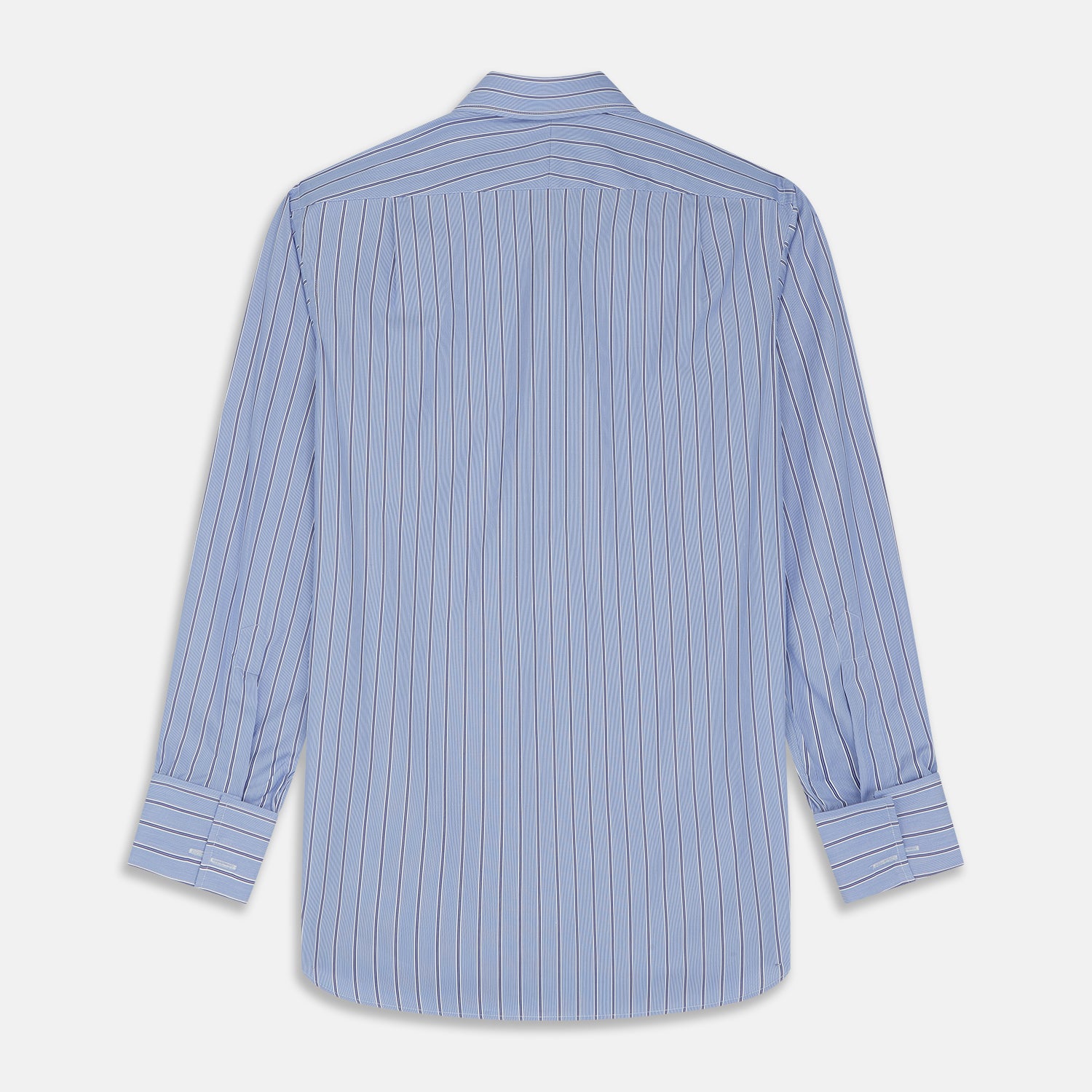 View 6 of product Blue Stripe Regular Fit Shirt With T&A Collar and Square Double Cuffs