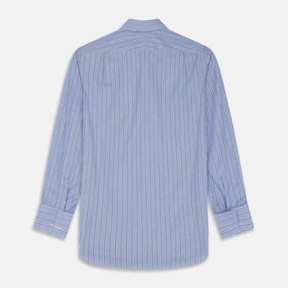Blue Stripe Regular Fit Shirt With T&A Collar and Square Double Cuffs Image 5