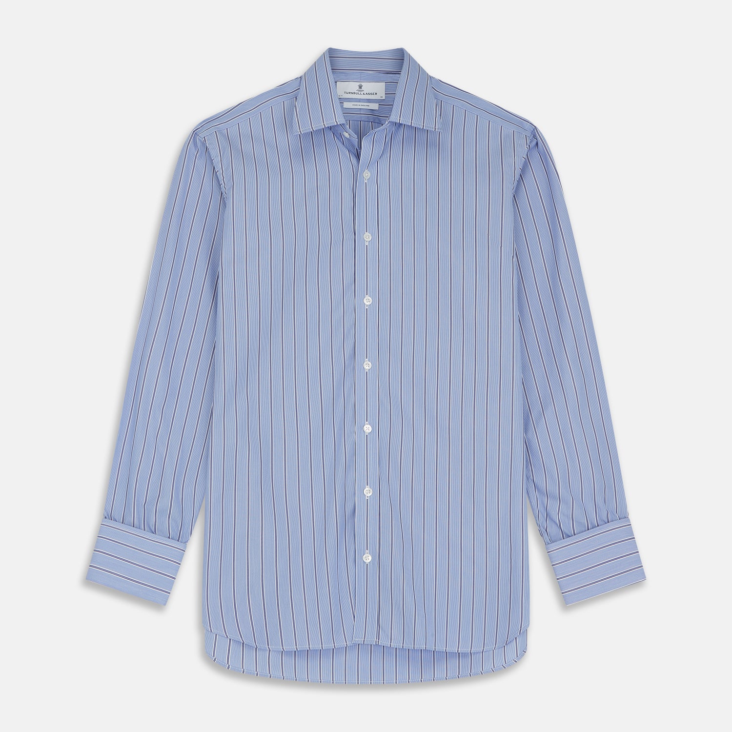 View 1 of product Blue Stripe Regular Fit Shirt With T&A Collar and Square Double Cuffs