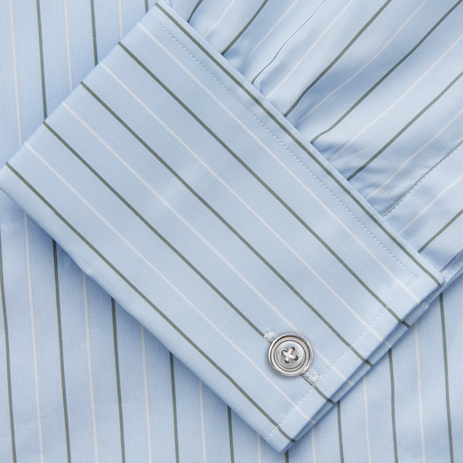 View 3 of product Green Stripe Regular Fit Shirt with T&A Collar and Double Cuffs