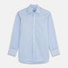 View 1 of product Green Stripe Regular Fit Shirt with T&A Collar and Double Cuffs
