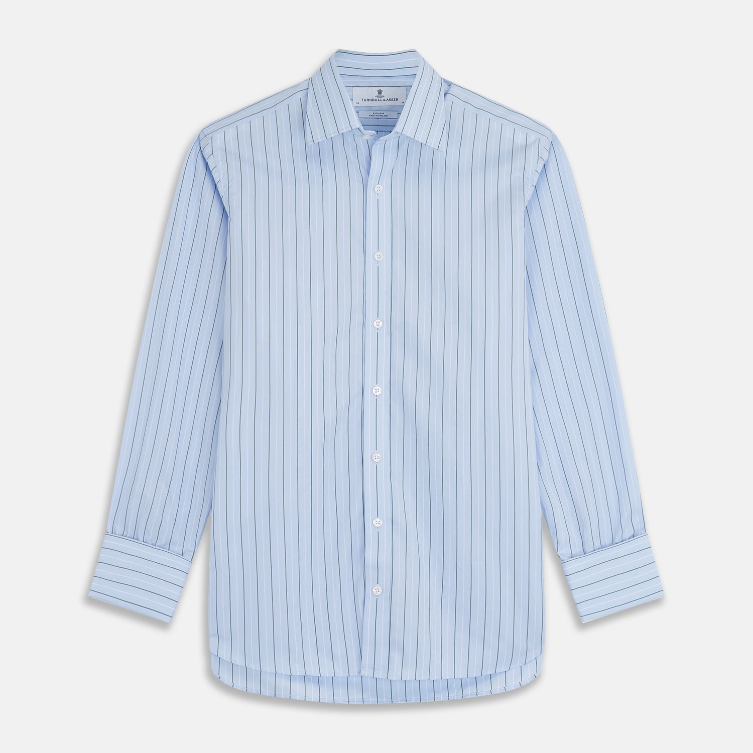 View 1 of product Green Stripe Regular Fit Shirt with T&A Collar and Double Cuffs