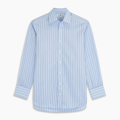 Green Stripe Regular Fit Shirt with T&A Collar and Double Cuffs Image 5